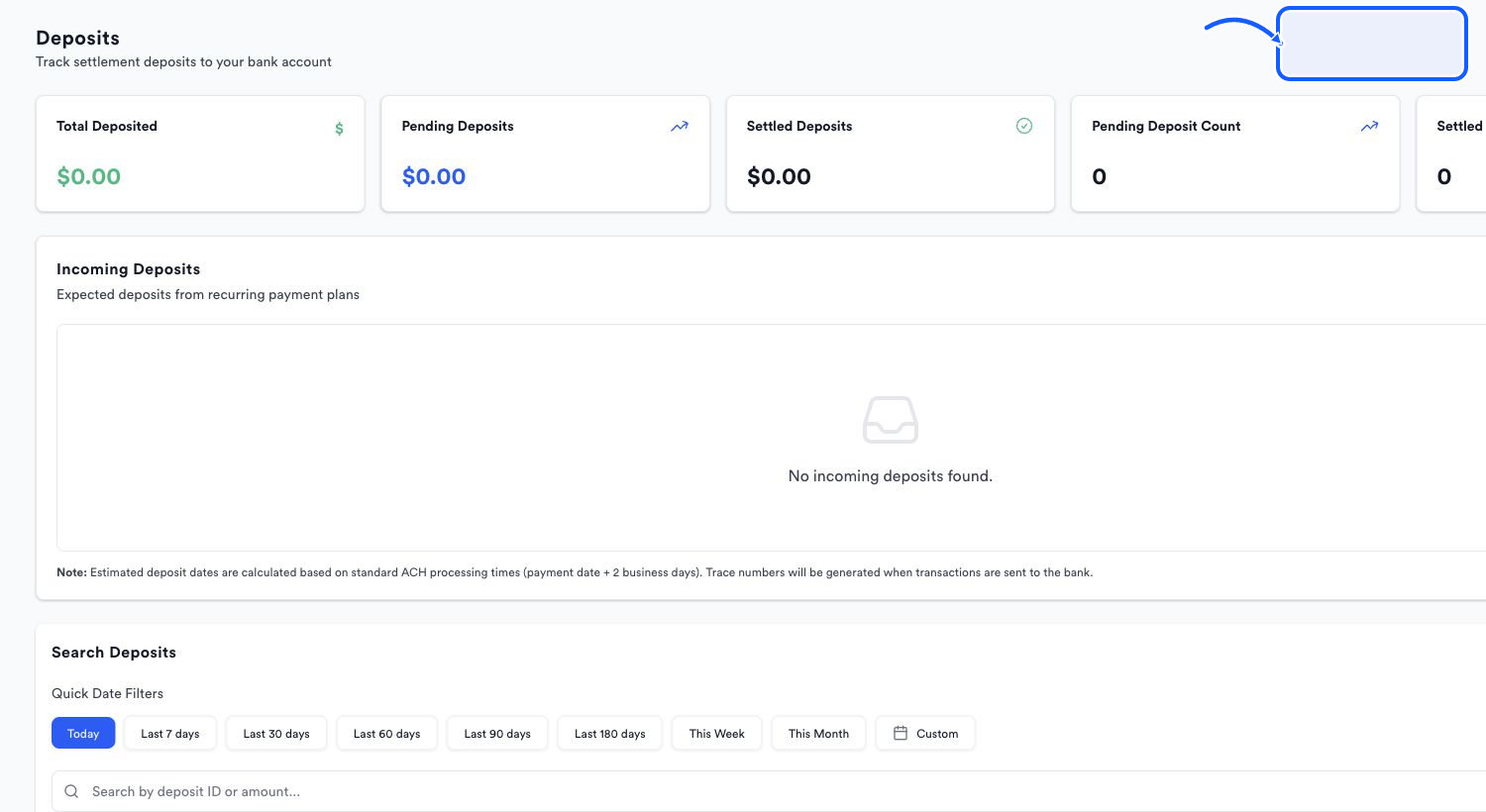 Quickvee Pay screen showing how to export the current view